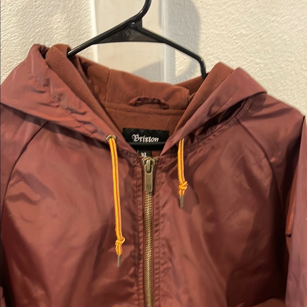 Brixton Maroon Hooded Jacket with Yellow Drawstrings